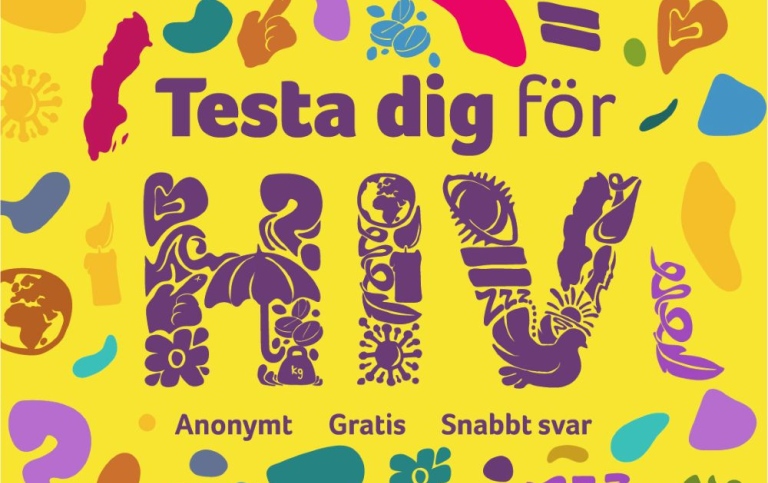 Ilustration med texten "testa dig för HIV".